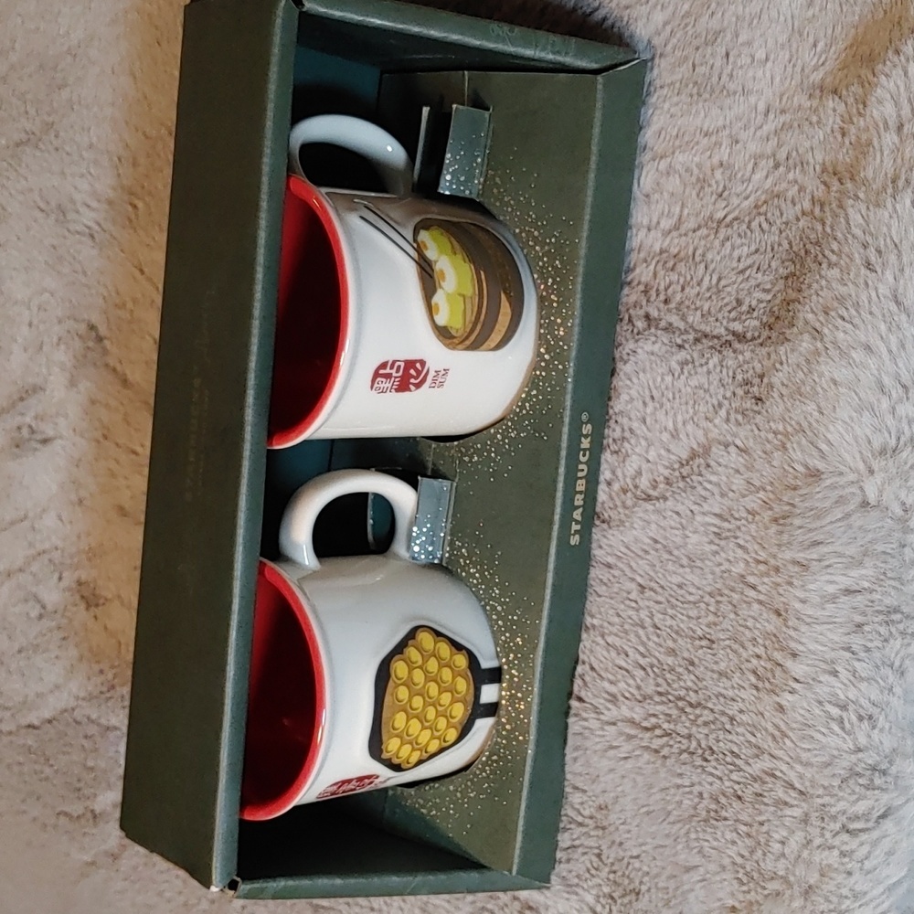 Rare Starbucks Vintage Hong Kong Demitasse Set Cups Mugs  Dim Sum Egg Puffs 2016